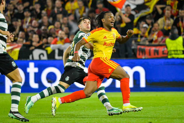 FOOTBALL : RC Lens vs Sporting Club Portugal - Ligue des Champions - Phase de Ligue - Journée 2 - 13 10 2026 Junior Kadile (RC Lens) Ivan Fresneda (Sporting Club Portugal) LensFrance  Copyright: xBaptistexAutissierx