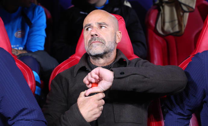 RB Leipzig - PSV Eindhoven Champions League Leipzig, 13.10.2026, Red Bull Arena, Fussball, UEFA Champions League , Gruppenphase, 2.Spieltag, RB Leipzig vs. PSV Eindhoven , Im Bild: Trainer Peter Bosz, PSV Eindhoven , Nur zur redaktionellen Nutzung. Only editorial use. , UEFA regulations prohibit any use of photographs as image sequences and or quasi-video. ,