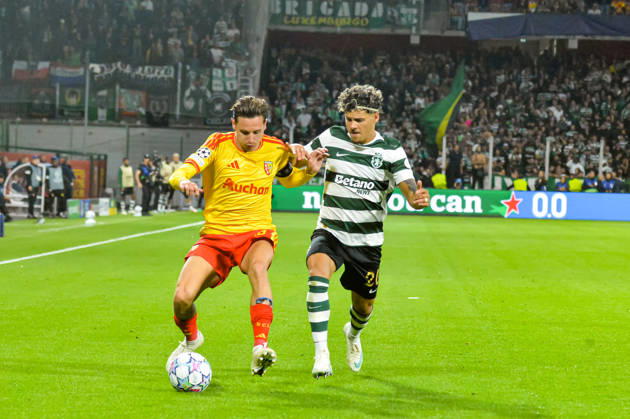 FOOTBALL : RC Lens vs Sporting Club Portugal - Ligue des Champions - Phase de Ligue - Journée 2 - 13 10 2026 Florian Thauvin (RC Lens) Maxi Araujo (Sporting Club Portugal) LensFrance  Copyright: xBaptistexAutissierx