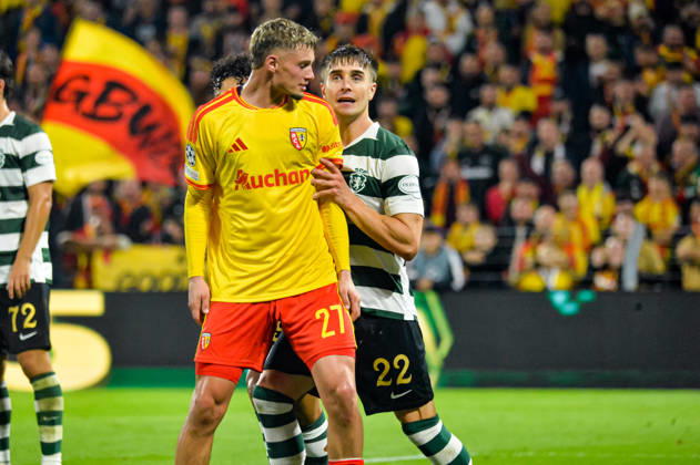 FOOTBALL : RC Lens vs Sporting Club Portugal - Ligue des Champions - Phase de Ligue - Journée 2 - 13 10 2026 Ivan Fresneda (Sporting Club Portugal) Michael Cuisance (RC Lens) LensFrance  Copyright: xBaptistexAutissierx