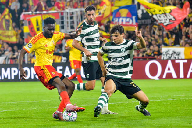 FOOTBALL : RC Lens vs Sporting Club Portugal - Ligue des Champions - Phase de Ligue - Journée 2 - 13 10 2026 Odsonne Edouard (RC Lens) Eduardo Quaresma (Sporting Club Portugal) LensFrance  Copyright: xBaptistexAutissierx