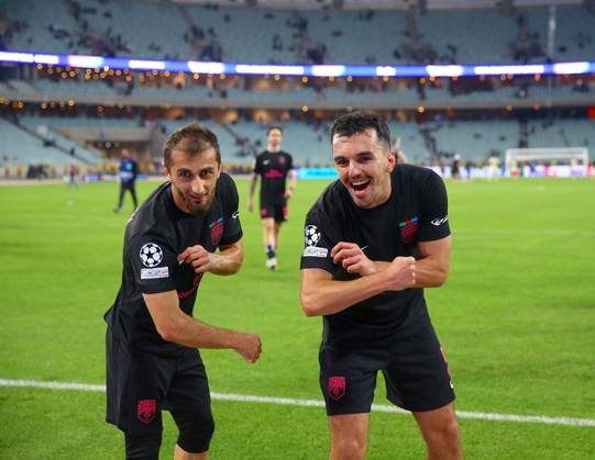 Sabah FK v Slavia Prague - UEFA Champions League BAKU, AZERBAIJAN - OCTOBER 13 : Players of Sabah FK celebrate their goal during the UEFA Champions League match day two between Sabah FK and Slavia Prague at Baku Olympic Stadium in Baku, Azerbaijan on October 13, 2026. Resul Rehimov Anadolu Baku Azerbaijan. Editorial use only. Please get in touch for any other usage.  Copyright: x2026xAnadoluxResulxRehimovx