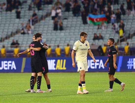 Sabah FK v Slavia Prague - UEFA Champions League BAKU, AZERBAIJAN - OCTOBER 13 : Players of Sabah FK celebrate their goal during the UEFA Champions League match day two between Sabah FK and Slavia Prague at Baku Olympic Stadium in Baku, Azerbaijan on October 13, 2026. Resul Rehimov Anadolu Baku Azerbaijan. Editorial use only. Please get in touch for any other usage.  Copyright: x2026xAnadoluxResulxRehimovx