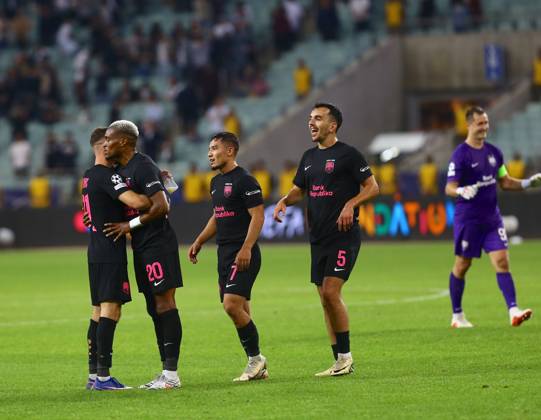 Sabah FK v Slavia Prague - UEFA Champions League BAKU, AZERBAIJAN - OCTOBER 13 : Players of Sabah FK celebrate their goal during the UEFA Champions League match day two between Sabah FK and Slavia Prague at Baku Olympic Stadium in Baku, Azerbaijan on October 13, 2026. Resul Rehimov Anadolu Baku Azerbaijan. Editorial use only. Please get in touch for any other usage.  Copyright: x2026xAnadoluxResulxRehimovx
