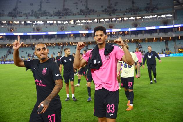 Sabah FK v Slavia Prague - UEFA Champions League BAKU, AZERBAIJAN - OCTOBER 13 : Players of Sabah FK celebrate after winning the UEFA Champions League match day two between Sabah FK and Slavia Prague at Baku Olympic Stadium in Baku, Azerbaijan on October 13, 2026. Resul Rehimov Anadolu Baku Azerbaijan. Editorial use only. Please get in touch for any other usage.  Copyright: x2026xAnadoluxResulxRehimovx