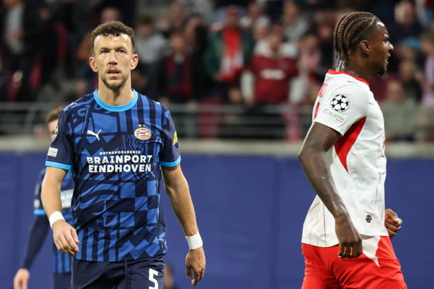 Deutschland: Fußball - UEFA Champions League - Saison 2026 - 2027, 2. Spieltag - RB Leipzig gegen PSV Eindhoven, Red Bull Arena (Leipzig): Verschossener Elfmeter von Ivan PeriÅ¡ić (PSV Eindhoven, 5), Frust, Trauer Copyright: xLucasxWalterx