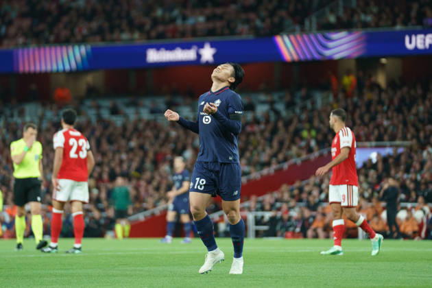 Arsenal v Lille OSC, UEFA Champions League Ayase Ueda of Lille looks dejected after having his goal ruled out for offside during Arsenal v Lille OSC UEFA Champions League matchday 2 at the Emirates Stadium, London, England on 13 October 2026 Credit: Dylan Hepworth Every Second Media Editorial use only. All images are copyright Every Second Media Limited. No images may be reproduced without prior permission. Copyright: xIMAGO EveryxSecondxMediax ESM-2215-0030 DylanxHepworthx xEveryxSecondxMediax