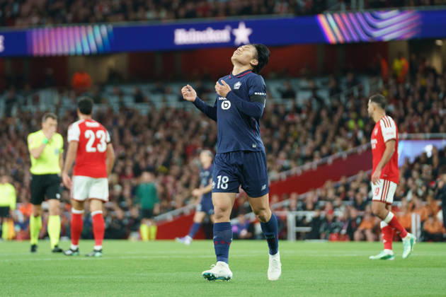Arsenal v Lille OSC, UEFA Champions League Ayase Ueda of Lille looks dejected after having his goal ruled out for offside during Arsenal v Lille OSC UEFA Champions League matchday 2 at the Emirates Stadium, London, England on 13 October 2026 Credit: Dylan Hepworth Every Second Media Editorial use only. All images are copyright Every Second Media Limited. No images may be reproduced without prior permission. Copyright: xIMAGO EveryxSecondxMediax ESM-2215-0033 DylanxHepworthx xEveryxSecondxMediax