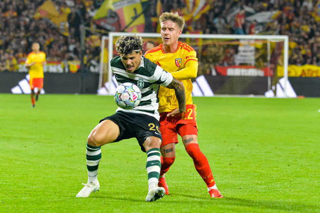 FOOTBALL : RC Lens vs Sporting Club Portugal - Ligue des Champions - Phase de Ligue - Journée 2 - 13 10 2026 Maxi Araujo (Sporting Club Portugal) Michal Skoras (RC Lens) LensFrance  Copyright: xBaptistexAutissierx