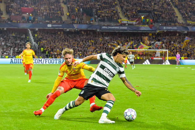 FOOTBALL : RC Lens vs Sporting Club Portugal - Ligue des Champions - Phase de Ligue - Journée 2 - 13 10 2026 Maxi Araujo (Sporting Club Portugal) Michal Skoras (RC Lens) LensFrance  Copyright: xBaptistexAutissierx