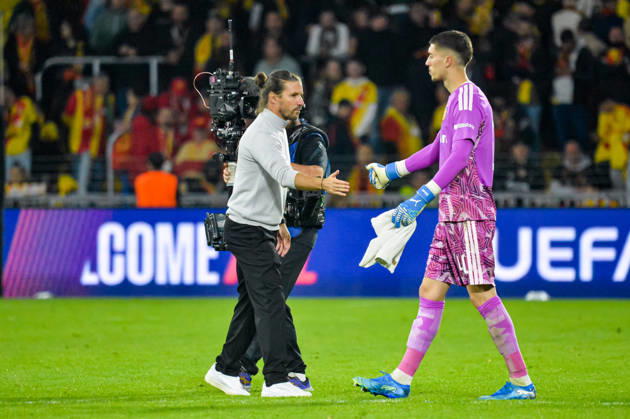 FOOTBALL : RC Lens vs Sporting Club Portugal - Ligue des Champions - Phase de Ligue - Journée 2 - 13 10 2026 Yannick Cahuzac (RC Lens) Robin Risser (RC Lens) LensFrance  Copyright: xBaptistexAutissierx