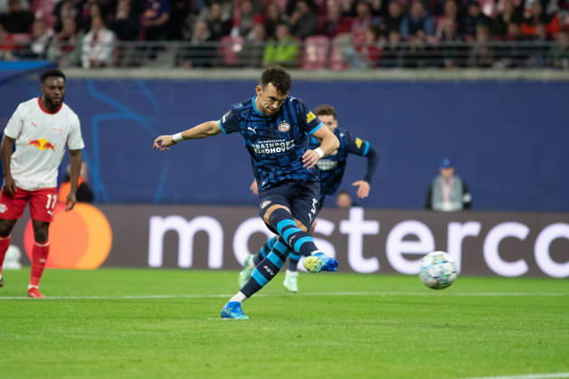 UEFA Champions League: RB Leipzig vs. PSV Eindhoven, 13.10.26 Ivan Perisic (5, PSV Eindhoven) verschießt einen Elfmeter, Strafstoß. Fußball, UEFA Champions League, Saison 2026 2027: RB Leipzig vs. PSV Eindhoven am 13.10.2026 in der Red Bull Arena, Leipzig. Copyright: xBEAUTIFULxSPORTS JanxKaeferx