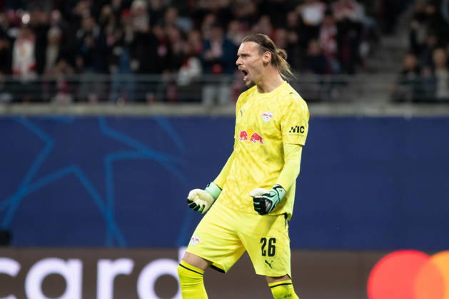 UEFA Champions League: RB Leipzig vs. PSV Eindhoven, 13.10.26 Torwart Maarten Vandevoordt (26, RB Leipzig) bejubelt einen gehaltenen Elfmeter, Strafstoß. Fußball, UEFA Champions League, Saison 2026 2027: RB Leipzig vs. PSV Eindhoven am 13.10.2026 in der Red Bull Arena, Leipzig. Copyright: xBEAUTIFULxSPORTS JanxKaeferx