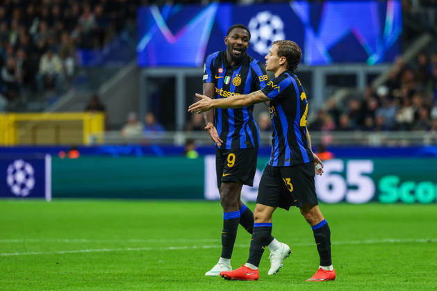 Nicolo Barella of FC Internazionale discusses with Marcus Thuram of FC Internazionale during UEFA Champions League 2026 27 League Phase - Matchday2 football match between FC Internazionale and Club Brugge KV. Italy Copyright: xBEAUTIFULxSPORTS Carabellix