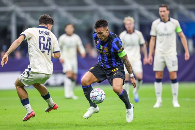 Inter s Lautaro Martinez is pictured in action during a soccer game between Italian Inter Milan and Belgian Club Brugge KV, Tuesday 13 October 2026 in Milan, Italy, on day 2 of the UEFA Champions League league phase. BRUNOxFAHY  x189717008x