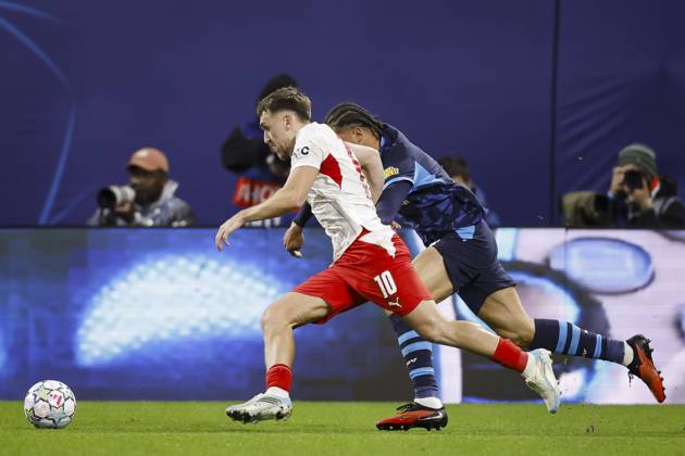 LEIPZIG - (lr) Brajan Gruda of RB Leipzig and Armando Obispo of PSV Eindhoven during the UEFA Champions League match between RB Leipzig and PSV Eindhoven at the RB Arena on 13 October 2026 in Leipzig, Germany. MAURICE VAN STEEN ANP xVIxANPxSportx xxANPxIVx 572349809 originalFilename: 572349809