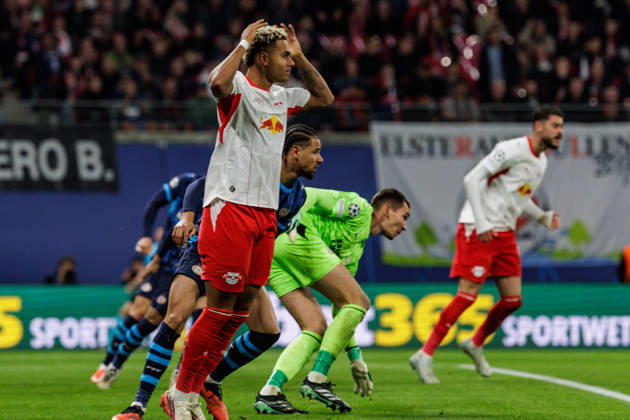 13.10.2026, GER, Fussball, Herren, UEFA Chempionsleague 2026 2027, RB Leipzig vs. PSV Eindhoven Antonio Nusa (RB Leipzig 7) verzweifelt Leipzig Red Bull Arena Sachsen Deutschland Copyright: xNordphoto Trienitzx