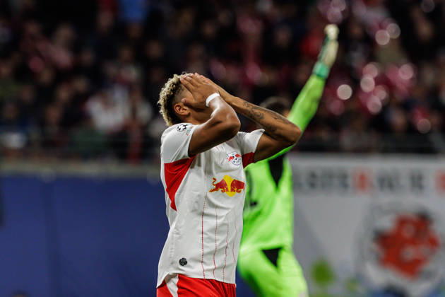 13.10.2026, GER, Fussball, Herren, UEFA Chempionsleague 2026 2027, RB Leipzig vs. PSV Eindhoven Antonio Nusa (RB Leipzig 7) verzweifelt Leipzig Red Bull Arena Sachsen Deutschland Copyright: xNordphoto Trienitzx