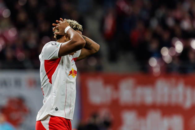 13.10.2026, GER, Fussball, Herren, UEFA Chempionsleague 2026 2027, RB Leipzig vs. PSV Eindhoven Antonio Nusa (RB Leipzig 7) verzweifelt Leipzig Red Bull Arena Sachsen Deutschland Copyright: xNordphoto Trienitzx