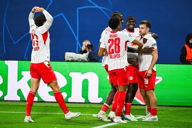 LEIPZIG, GERMANY - OCTOBER 13, 2026: UEFA Champions League 2026 27 match between RB Leipzig and PSV Eindhoven at Red Bull Arena in Leipzig, Germany. Persons shown: Brajan Gruda goal gol celebration Photo: Antoni Dec Arena Akcji NEWSPIX.PL --- newspix.pl 