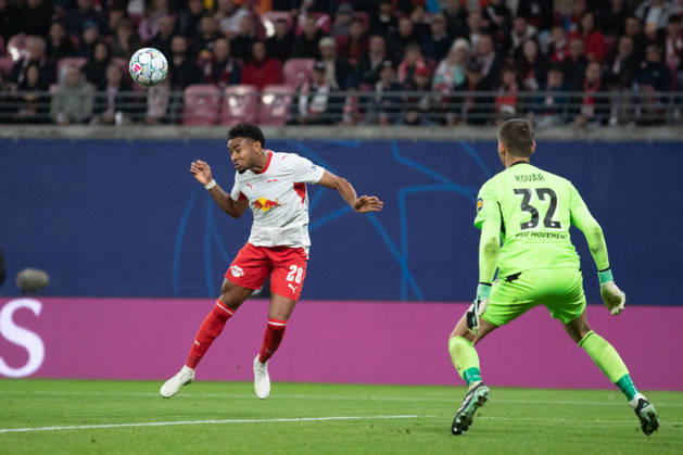 UEFA Champions League: RB Leipzig vs. PSV Eindhoven, 13.10.26 Christopher Nkunku (28, RB Leipzig) per Kopf. Fußball, UEFA Champions League, Saison 2026 2027: RB Leipzig vs. PSV Eindhoven am 13.10.2026 in der Red Bull Arena, Leipzig. Copyright: xBEAUTIFULxSPORTS JanxKaeferx