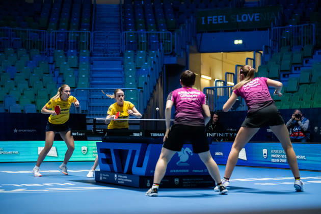 261014 Christina Källberg and Filippa Bergand of Sweden during day 4 of the European Table tennis, Tischtennis Championship on October 14, 2026 in Ljubljana. Photo: Martin Metelko BILDBYRÅN COP 362 ME0001 bordtennis table tennis pingis 2026 european table tennis championship bordtennis-em em 4 bbeng Copyright: MARTINxMETELKO BB261014BB385