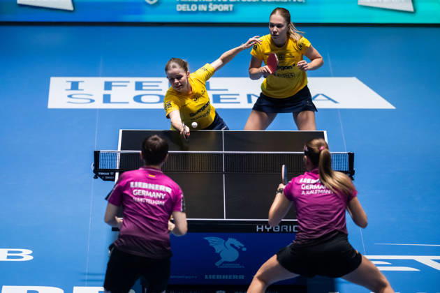 261014 Filippa Bergand and Christina Källberg of Sweden during day 4 of the European Table tennis, Tischtennis Championship on October 14, 2026 in Ljubljana. Photo: Martin Metelko BILDBYRÅN COP 362 ME0001 bordtennis table tennis pingis 2026 european table tennis championship bordtennis-em em 4 bbeng Copyright: MARTINxMETELKO BB261014BB389