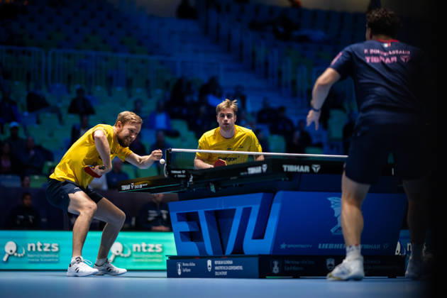 261014 Elias Ranefur and Truls Möregardh of Sweden during day 4 of the European Table tennis, Tischtennis Championship on October 14, 2026 in Ljubljana. Photo: Martin Metelko BILDBYRÅN COP 362 ME0001 bordtennis table tennis pingis 2026 european table tennis championship bordtennis-em em 4 bbeng Copyright: MARTINxMETELKO BB261014BB402