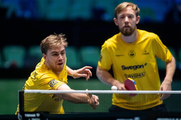 261014 Truls Möregardh and Elias Ranefur of Sweden during day 4 of the European Table tennis, Tischtennis Championship on October 14, 2026 in Ljubljana. Photo: Martin Metelko BILDBYRÅN COP 362 ME0001 bordtennis table tennis pingis 2026 european table tennis championship bordtennis-em em 4 bbeng Copyright: MARTINxMETELKO BB261014BB403
