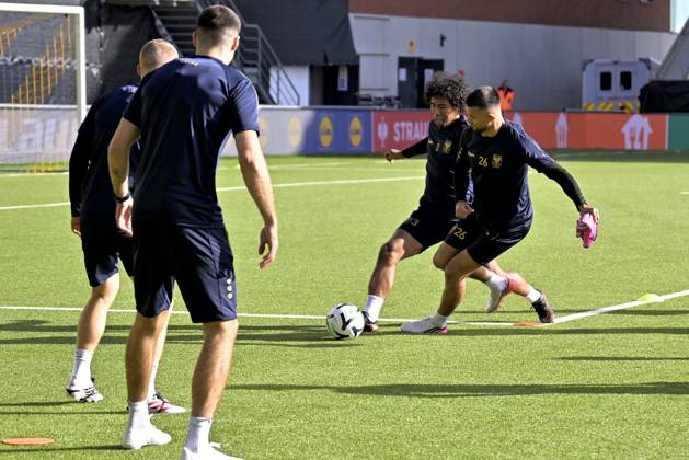 Sint-Truidense VV v Iberia Tbilisi - UEFA Conference League Media Activities 14 10 2026 SINT-TRUIDEN, BELGIUM - OCTOBER 14 : Hata Taiga defender of Sint-Truidense VV and Musliu Visar defender of Sint-Truidense VV pictured during a training session ahead of the UEFA Conference League 2026 27 first qualifying round between Sint-Truidense VV and Iberia Tbilisi on October 14, 2026 in Sint-Truiden, Belgium, 14 10 2026 Sint-Truiden Belgium  Copyright: xSesx