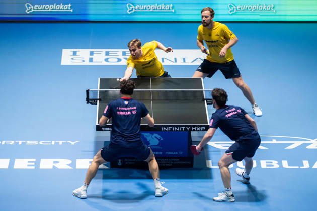 261014 Truls Möregardh and Elias Ranefur of Sweden during day 4 of the European Table tennis, Tischtennis Championship on October 14, 2026 in Ljubljana. Photo: Martin Metelko BILDBYRÅN COP 362 ME0001 bordtennis table tennis pingis 2026 european table tennis championship bordtennis-em em 4 bbeng Copyright: MARTINxMETELKO BB261014BB405