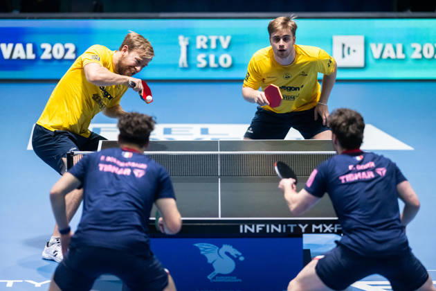261014 Elias Ranefur and Truls Möregardh of Sweden during day 4 of the European Table tennis, Tischtennis Championship on October 14, 2026 in Ljubljana. Photo: Martin Metelko BILDBYRÅN COP 362 ME0001 bordtennis table tennis pingis 2026 european table tennis championship bordtennis-em em 4 bbeng Copyright: MARTINxMETELKO BB261014BB406