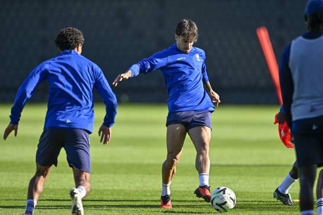 KAA Gent v AGF Aarhus - UEFA Conference League Media Activities 14 10 2026 GENT, BELGIUM - OCTOBER 14 : Tiago Alves Araujo Felipe defender of KAA Gent pictured during a training session ahead of the UEFA Conference League 2026 27 League Phase matchday 1 match between KAA Gent and AGF Aarhus on October 14, 2026 in Gent, Belgium, 14 10 2026 Gent Belgium Copyright: xJanxDexMeuleneirx