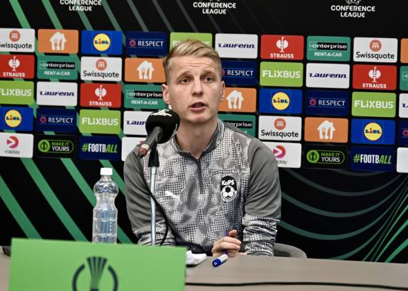 Ahead of the KuPS Kuopio v Trabzonspor - UEFA Conference League TAMPERE, FINLAND - OCTOBER 14: KuPS Kuopio head coach Miika Nuutinen and player Petteri Pennanen (not seen) attend a pre-match press conference, PK, Pressekonferenz at Tammelan stadion in Tampere, Finland on October 14, 2026. With KuPS hosting their UEFA Conference League opening match against Trabzonspor away from Kuopio due to stadium criteria, the team held their official media briefing at the 8,000-capacity venue. Seyit Ahmet Eksik Anadolu Tampere Finland. Editorial use only. Please get in touch for any other usage.  Copyright: x2026xAnadoluxSeyitxAhmetxEksikx