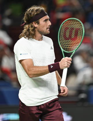 (261014) -- SHANGHAI, Oct. 14, 2026 -- Stefanos Tsitsipas of Greece celebrates scoring during the men s round of 16 match against Daniil Medvedev of Russia at the 2026 ATP, Tennis Herren tour Shanghai Masters tennis tournament in Shanghai, China, Oct. 14, 2026. ) (SP)CHINA-SHANGHAI-TENNIS-SHANGHAI MASTERS-MEN S SINGLES (CN) ChenxHaoming 