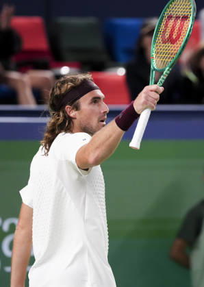 (261014) -- SHANGHAI, Oct. 14, 2026 -- Stefanos Tsitsipas of Greece celebrates scoring during the men s round of 16 match against Daniil Medvedev of Russia at the 2026 ATP, Tennis Herren tour Shanghai Masters tennis tournament in Shanghai, China, Oct. 14, 2026. ) (SP)CHINA-SHANGHAI-TENNIS-SHANGHAI MASTERS-MEN S SINGLES (CN) WangxXiang 