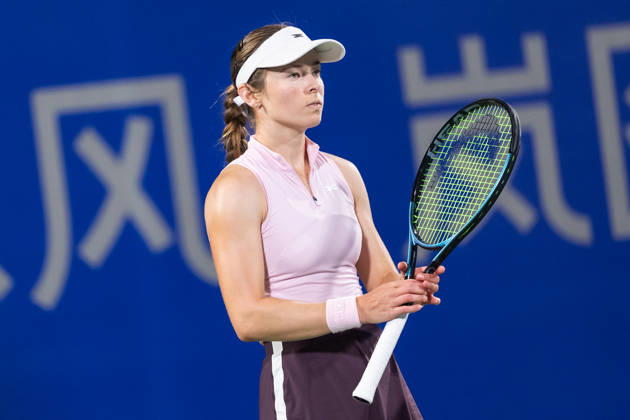 October 14, 2026, Wuhan, Hubei, China: Katie Volynets of USA plays against Hanyu Guo of China ( not in view) during the Wuhan Open final match at the Optics Valley International Tennis Center. Hanyu Guo defeated Katie Volynets with a score of 6-4, 4-6, 7-6. Wuhan China - ZUMAs197 20261014_aaa_s197_112 Copyright: xRenxYongx