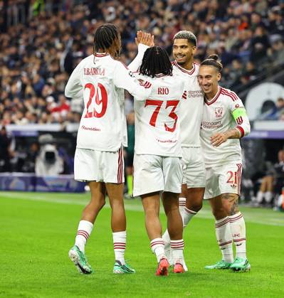 Ronald Araujo of Liverpool celebrates scoring the opening goal LASK v Liverpool, UEFA Champions League, Football, Raiffeisen Arena, Linz, Austria - 14 Oct 2026Linz Raiffeisen Arena Austria  Copyright: xMichaelxZemanek Shutterstockx 17215434z