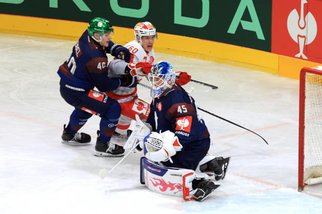 14.10.2026, DEU, GER, Eishockey, Champions League, Saison 2026 27, Berlin, Eisbaeren Berlin vs. Klagenfurther AC Jack LaFontaine ( Eisbaeren Berlin 45 ), Korbinian Geibel ( Eisbaeren Berlin 40 ), Manuel Wadel ( Klagenfurth 60 ) nordphoto GmbH Engler Stadt Wellblechpalast Bundesland Land Copyright: xNordphotox xEnglerx