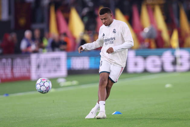 SOCCER - UEFA Champions League - AS Roma vs. Real Madrid Photo by IPA ABACAPRESS.COM89686811 - Rome, Italy — October 14, 2026: Kylian Mbappé (forward) of Real Madrid during warm-ups before the 2026–2027 UEFA Champions League soccer match between AS Roma and Real Madrid CF at the Olympic Stadium in Rome. Rome Italy Copyright: xIPAxSport ABACAx