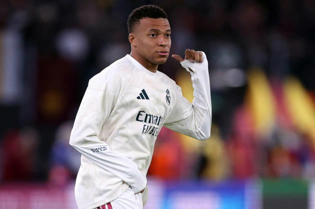SOCCER - UEFA Champions League - AS Roma vs. Real Madrid Photo by IPA ABACAPRESS.COM89686798 - Rome, Italy — October 14, 2026: Kylian Mbappé (forward) of Real Madrid during warm-ups before the 2026–2027 UEFA Champions League soccer match between AS Roma and Real Madrid CF at the Olympic Stadium in Rome. Rome Italy Copyright: xIPAxSport ABACAx