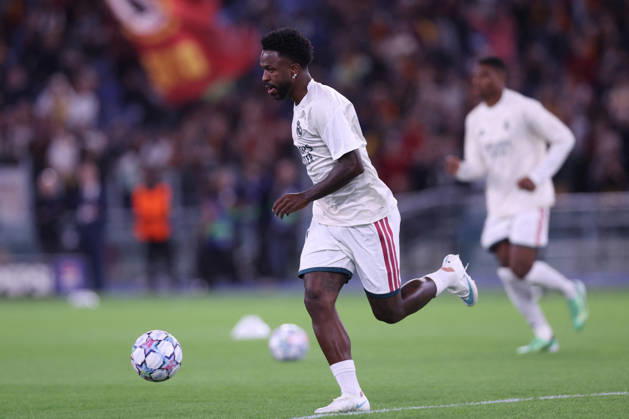 SOCCER - UEFA Champions League - AS Roma vs. Real Madrid Photo by IPA ABACAPRESS.COM89686823 - Rome, Italy - October 14, 2026: Vinicius Junior (forward) of Real Madrid during warm-ups before the 2026-2027 UEFA Champions League soccer match between AS Roma and Real Madrid CF at the Olympic Stadium in Rome. Rome Italy Copyright: xIPAxSport ABACAx