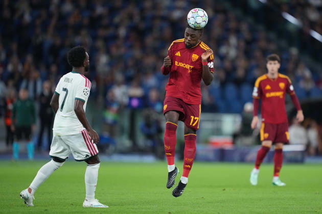 Roma’s Manu Kone during the UEFA Champions League Phase - Matchday 2 soccer match between AS Roma and Real Madrid at the Rome s Olympic stadium, Italy - Wednesday October 14, 2026 - Soccer ( Photo by Alfredo Falcone LaPresse )  Copyright: xAlfredoxFalcone LaPressex