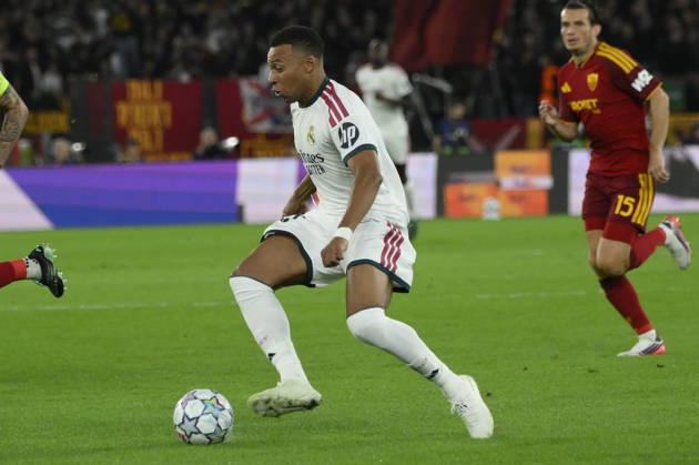 Real Madrid s Kylian Mbappe during the Uefa Champions League soccer match between AS Roma and Real Madrid at the Olympic Stadium in Rome, Italy - Wednesday, October 14, 2026. - Soccer .  Copyright: xFabrizioxCorradetti LaPressex