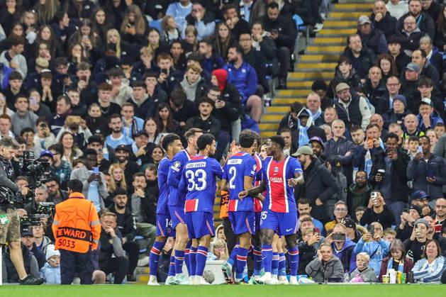 UEFA Champions League Matchday 2 of 8 Manchester City v Paris Saint-Germain Ousmane Dembele of Paris Saint-Germain celebrates his goal to make it 2-0 during the UEFA Champions League Matchday 2 of 8 match Manchester City vs Paris Saint-Germain at City of Manchester Stadium, Manchester, United Kingdom on 14 October 2026 (Photo by Mark Cosgrove News Images) Manchester City of Manchester Stadium Greater Manchester United, ManU Kingdom Copyright: xMarkxCosgrove NewsxImagesx