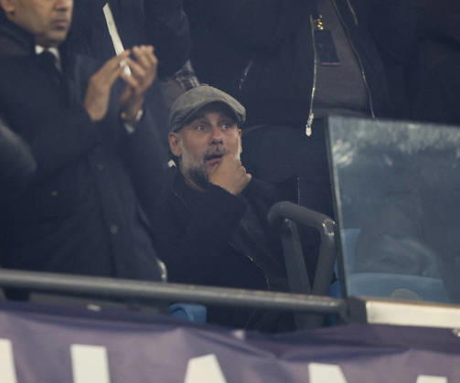 Manchester City v Paris, UEFA Champions League, League Stage 14.10.26 Manchester City v Paris, UEFA Champions League, League Stage Bradley Ormesher The Times Former manager Pep Guardiola of Manchester City in the stands  Copyright: xBradleyxOrmesherx NINTCHDBPICT001115699563