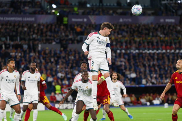 Europa Champions League 2026 27 between Roma vs Real Madrid Federico Valverde of Real Madrid during the Champions League football match between AS Roma and FC Real Madrid at the Stadio Olimpico in Rome on October 14, 2026 Pictured: Roma stadio Olimpico Roma Italy Copyright: xFABIOxSASSOxFabioxSassox Roma Real Madrid2026_10_14Fabio Sasso7486