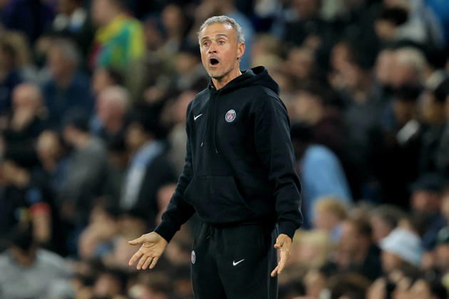 Manchester City v Paris Saint-Germain - UEFA Champions League 2026 27 League Phase MD2 Luis Enrique, head coach of Paris Saint-Germain reacts on the side line during the UEFA Champions League 2026 27 League Phase MD2 match between Manchester City and Paris Saint-Germain at City of Manchester Stadium on October 14, 2026 in Manchester, England. Manchester City of Manchester Stadium England United Kingdom Copyright: xAllstarxPicturexLibraryxLtdx