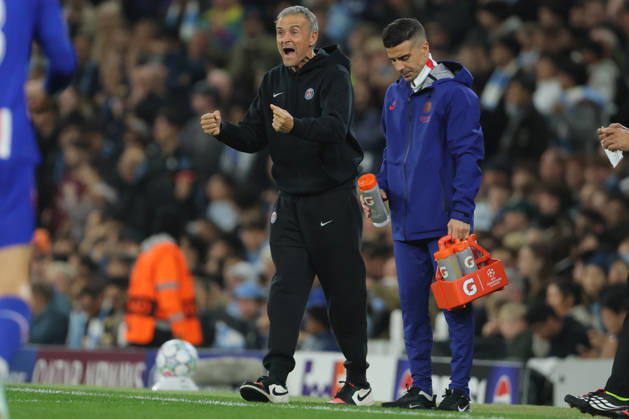 Manchester City v Paris Saint-Germain - UEFA Champions League 2026 27 League Phase MD2 Luis Enrique, head coach of Paris Saint-Germain reacts on the side line during the UEFA Champions League 2026 27 League Phase MD2 match between Manchester City and Paris Saint-Germain at City of Manchester Stadium on October 14, 2026 in Manchester, England. Manchester City of Manchester Stadium England United Kingdom Copyright: xAllstarxPicturexLibraryxLtdx