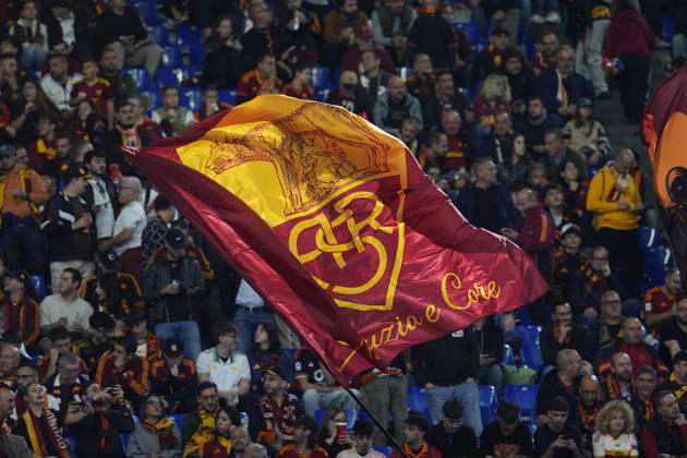 October 14, 2026, Roma, Roma, Italy: Supporters of AS Roma show their flag during the UEFA Champions League 2026 27 League Phase MD2 match between Roma and Real Madrid CF at Stadio Olimpico on Octuber 14, 2026, in Roma, Italy. Roma Italy - ZUMAa181 20261014_zaa_a181_106 Copyright: xDennisxAgyemanx